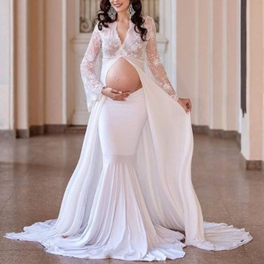 Maternity Sexy V-Neck Umbilical Fishtail Dress - dianjiang-