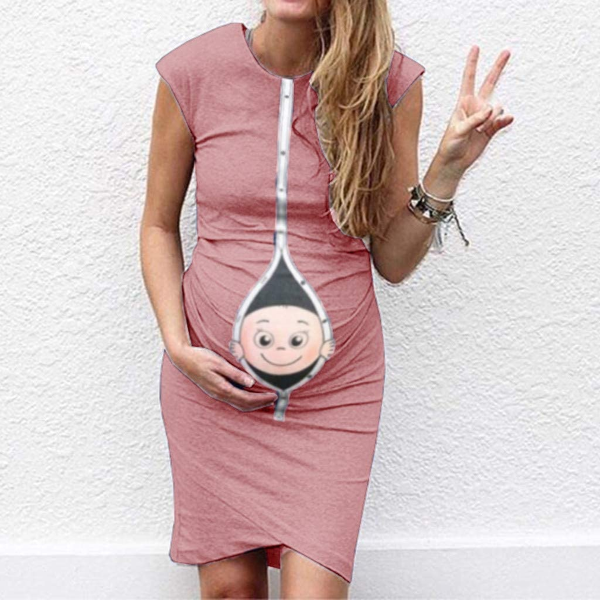 Maternity Sleeveless Round Neck Print Baby Dress - dianjiang-