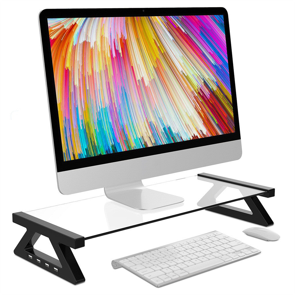 Aluminum Alloy Monitor Laptop Stand Desk Riser with 4 USB Ports for iMac MacBook Computer Laptop - dianjiang-