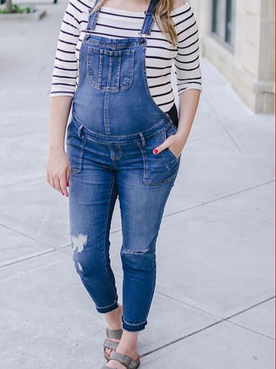 Maternity Trousers Casual Pants Denim Overalls - dianjiang-