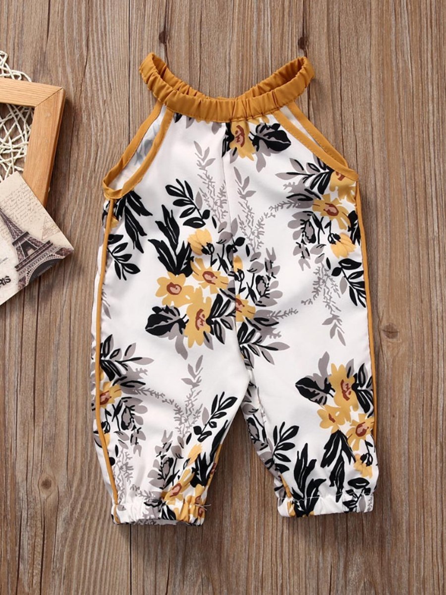 Baby Strapless Jumpsuit Floral Pant Sleeveless Romper - dianjiang-