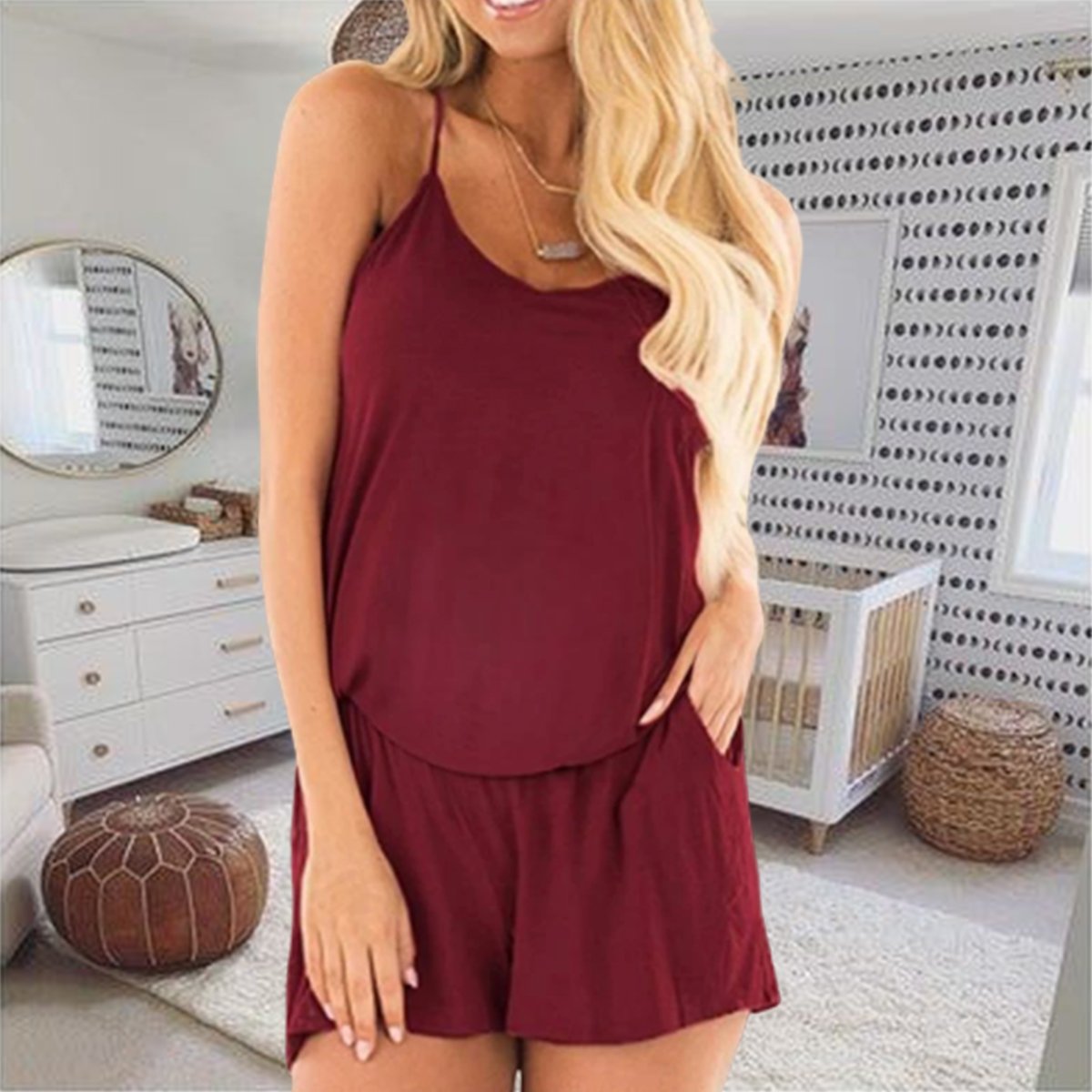 Sling Halter Solid Color Maternity Jumpsuit - dianjiang-