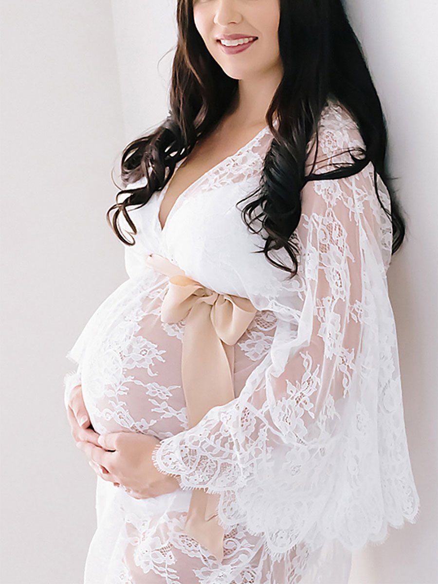 Maternity Lace Cardigan Dress Photo Shoot - dianjiang-