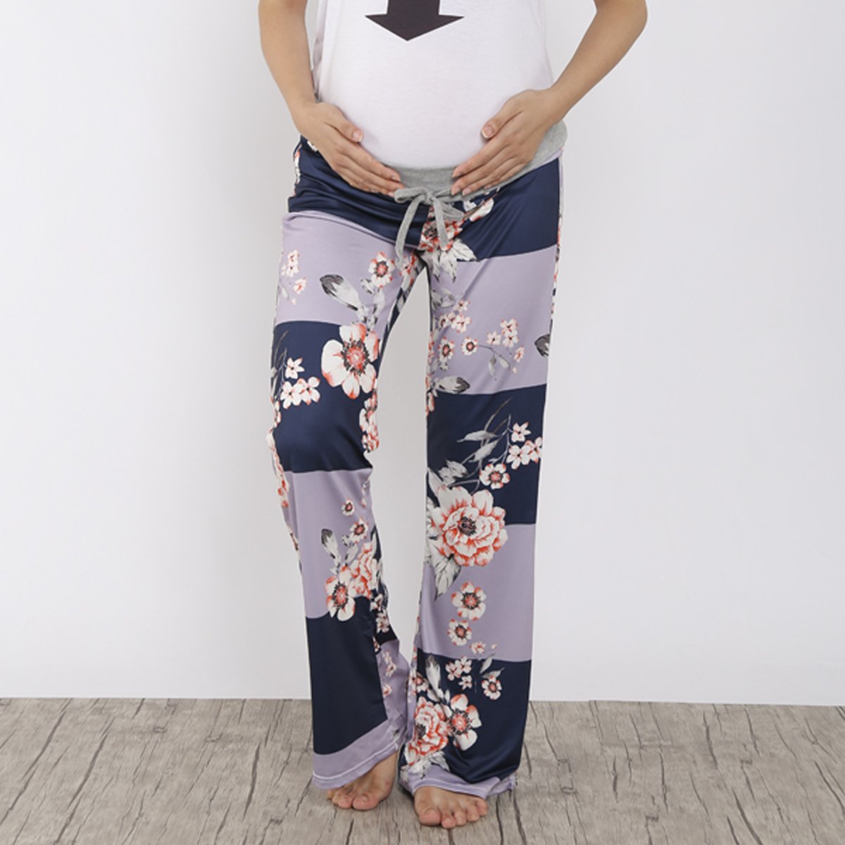 Maternity High Waist Frenulum Broad Leg Trousers - dianjiang-