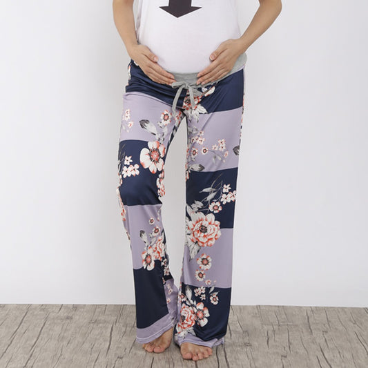 Maternity High Waist Frenulum Broad Leg Trousers - dianjiang-