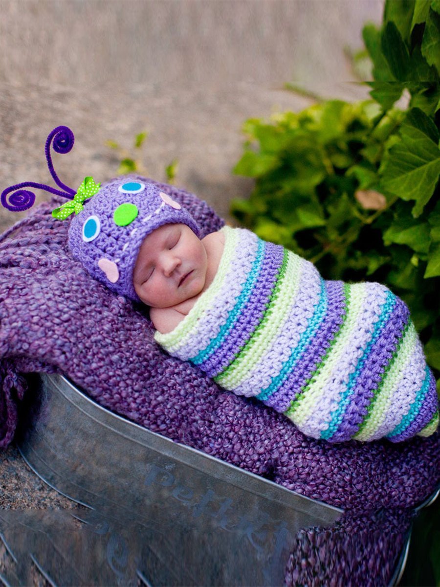 Hand-woven Caterpillar Sleeping Bag Baby Photo Suit - dianjiang-