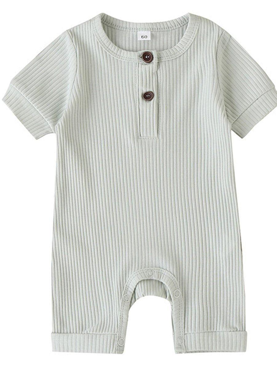 Baby Jumpsuit Solid Color Short-sleeved Crawling Suit - dianjiang-