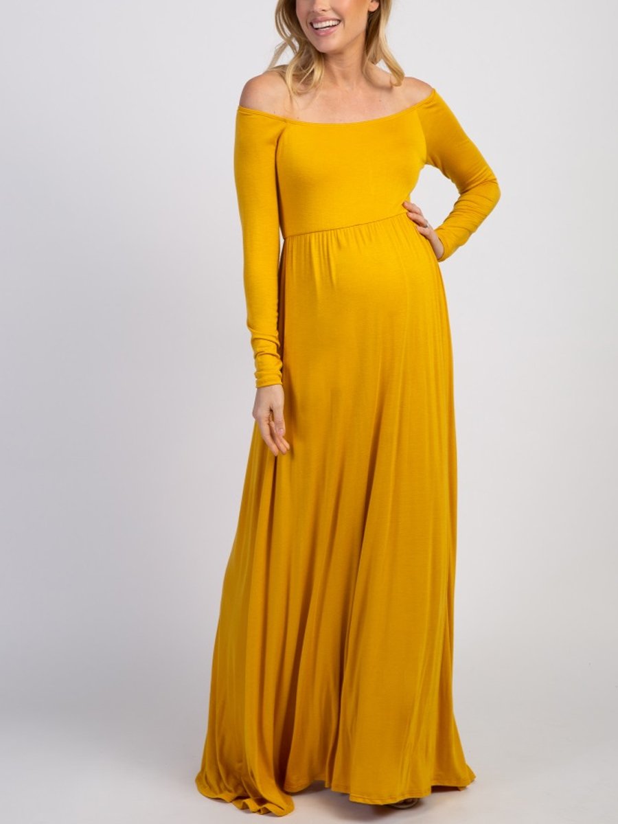 Maternity V-neck Trailing Maxi Dress - dianjiang-