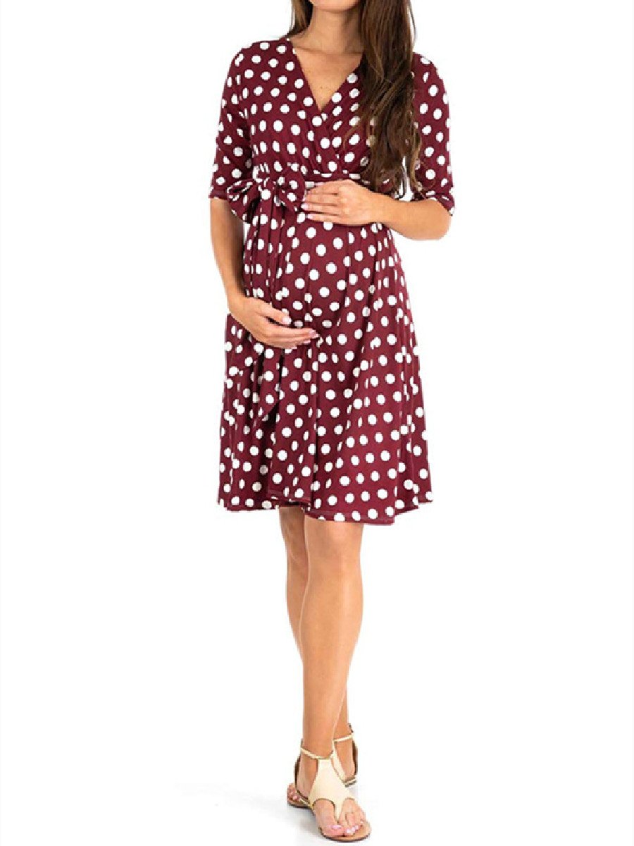 Printed Maternity Sleeve Dress - dianjiang-