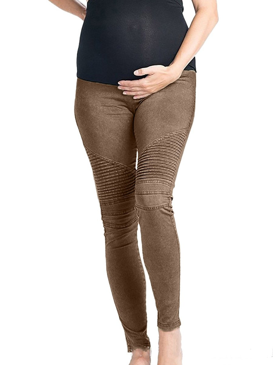 Maternity Pleated Crotch Elastic Zipper Tights - dianjiang-