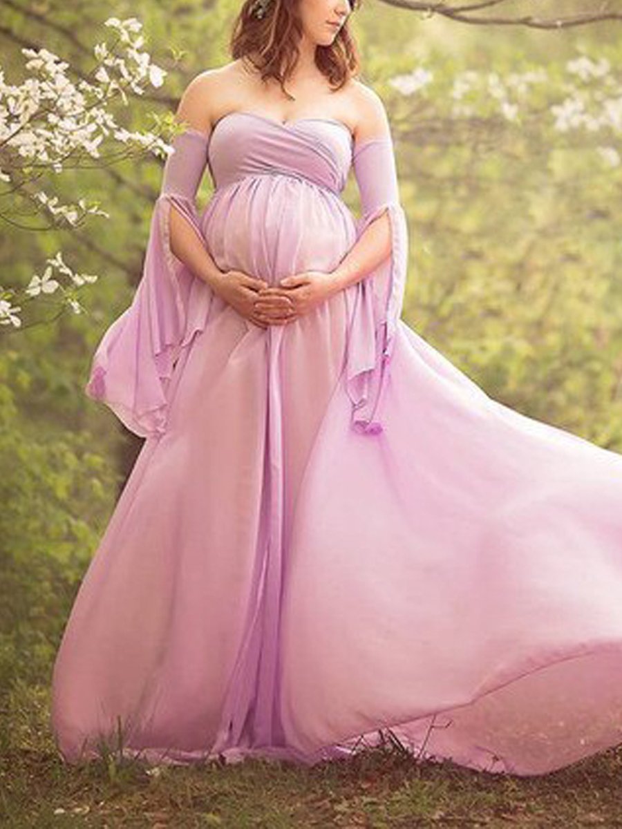 Sexy Purple Gauze Maternity Dress - dianjiang-