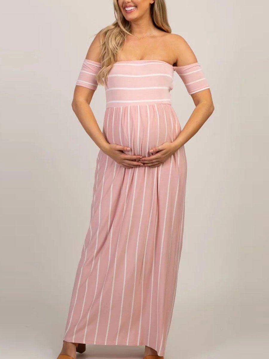 Women's Sleeveless Striped Maternity Dress - dianjiang-