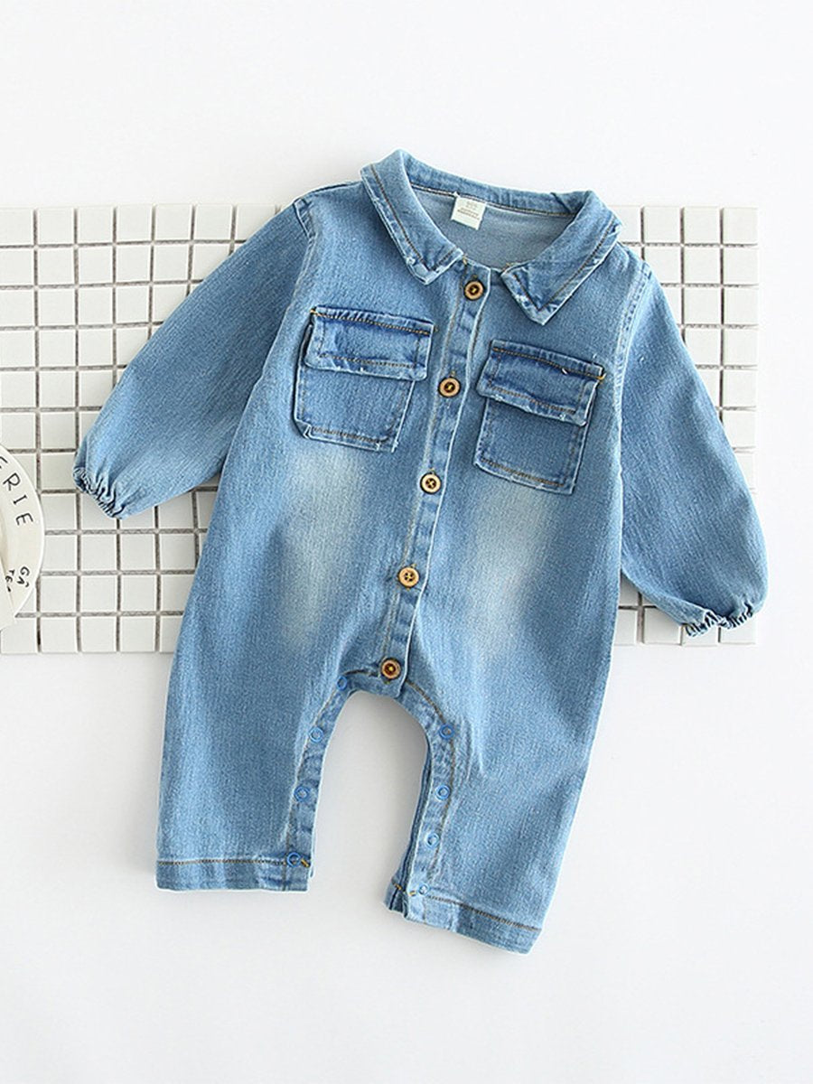 Infant Bodysuit Rainbow Giraffe Cotton Denim Long Sleeve Baby Jumpsuit - dianjiang-