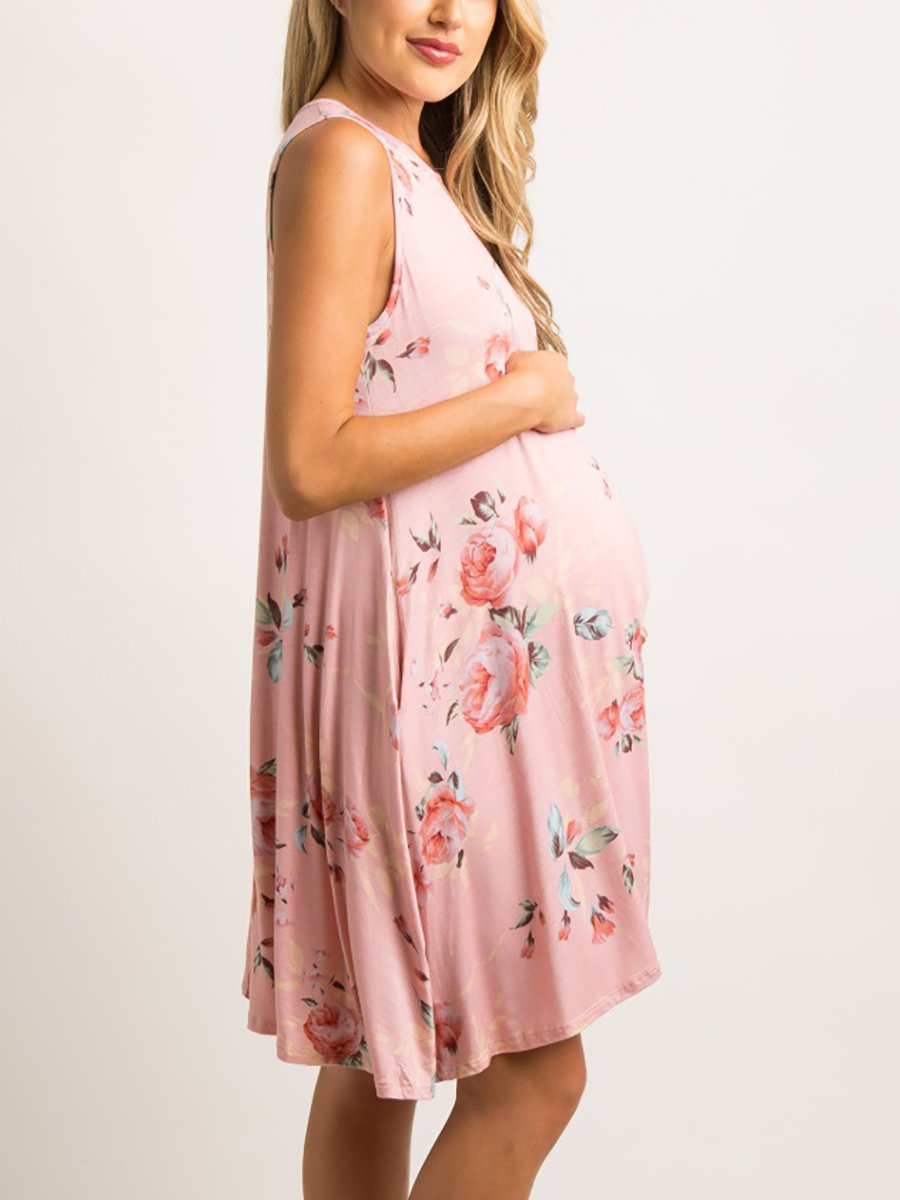 Printed Loose Maternity Dress - dianjiang-