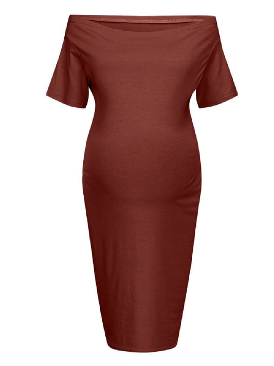 Maternity Off Shoulder Bodycon Dress - dianjiang-