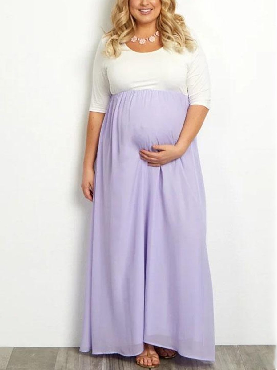 Maternity Round Neck Long Sleeve Dress - dianjiang-