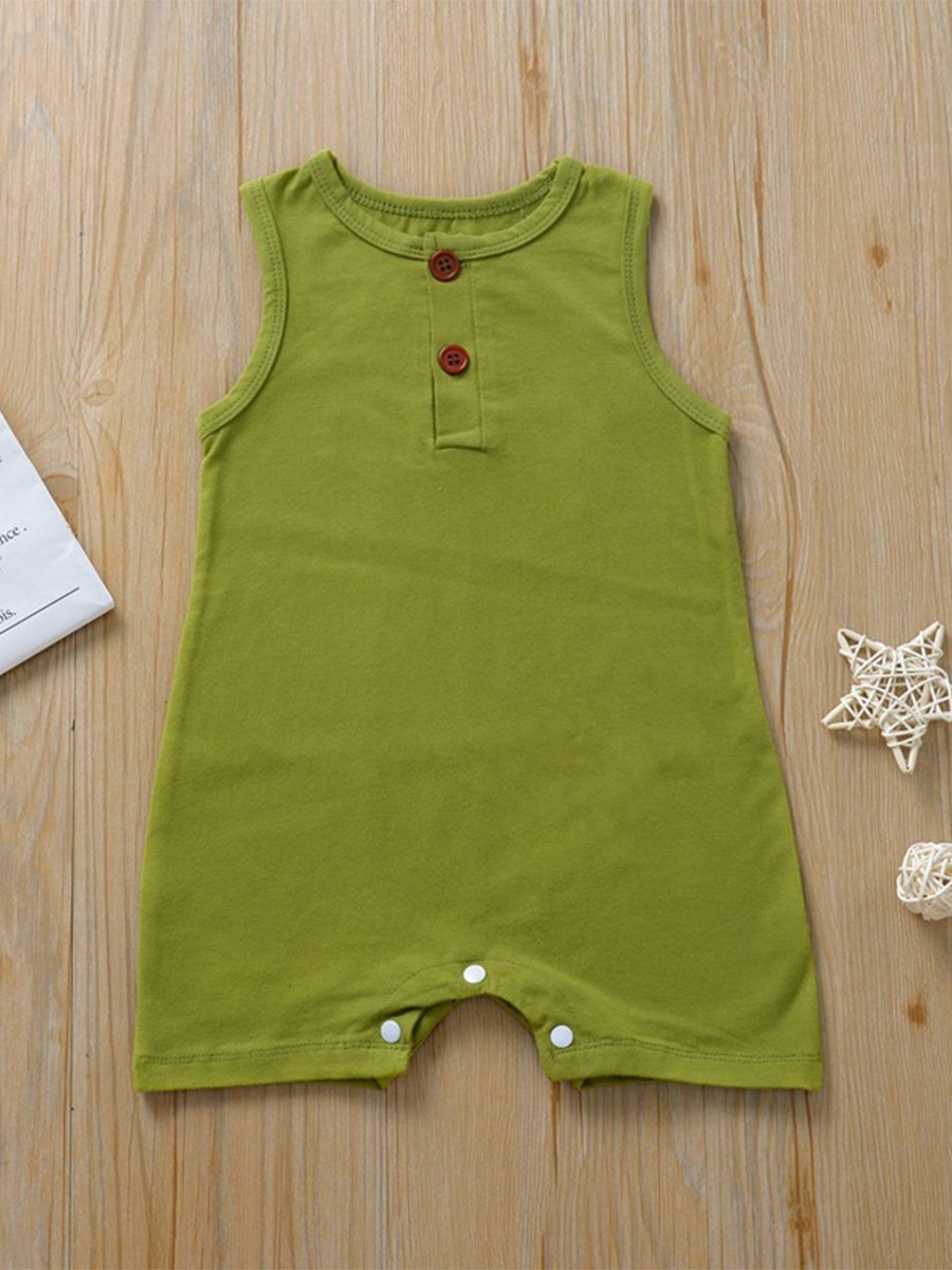 Infant Baby Cartoon Pattern Sleeveless Open Button Jumpsuit - dianjiang-