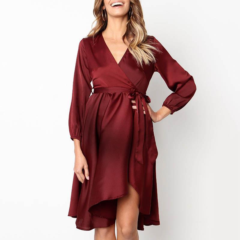 Maternity Temperament V-neck Strap Dress - dianjiang-