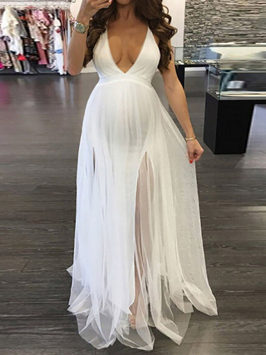 Maternity Net Gown Party Dress - dianjiang-