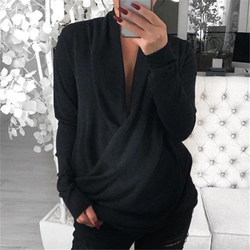 Maternity Sleeve V-Neck Long Sleeve Mid-Length Shirt - dianjiang-