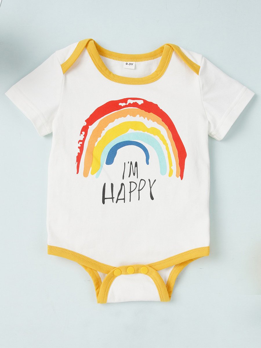 Newborn Rainbow Print Jumpsuit Baby Crawling Suit - dianjiang-