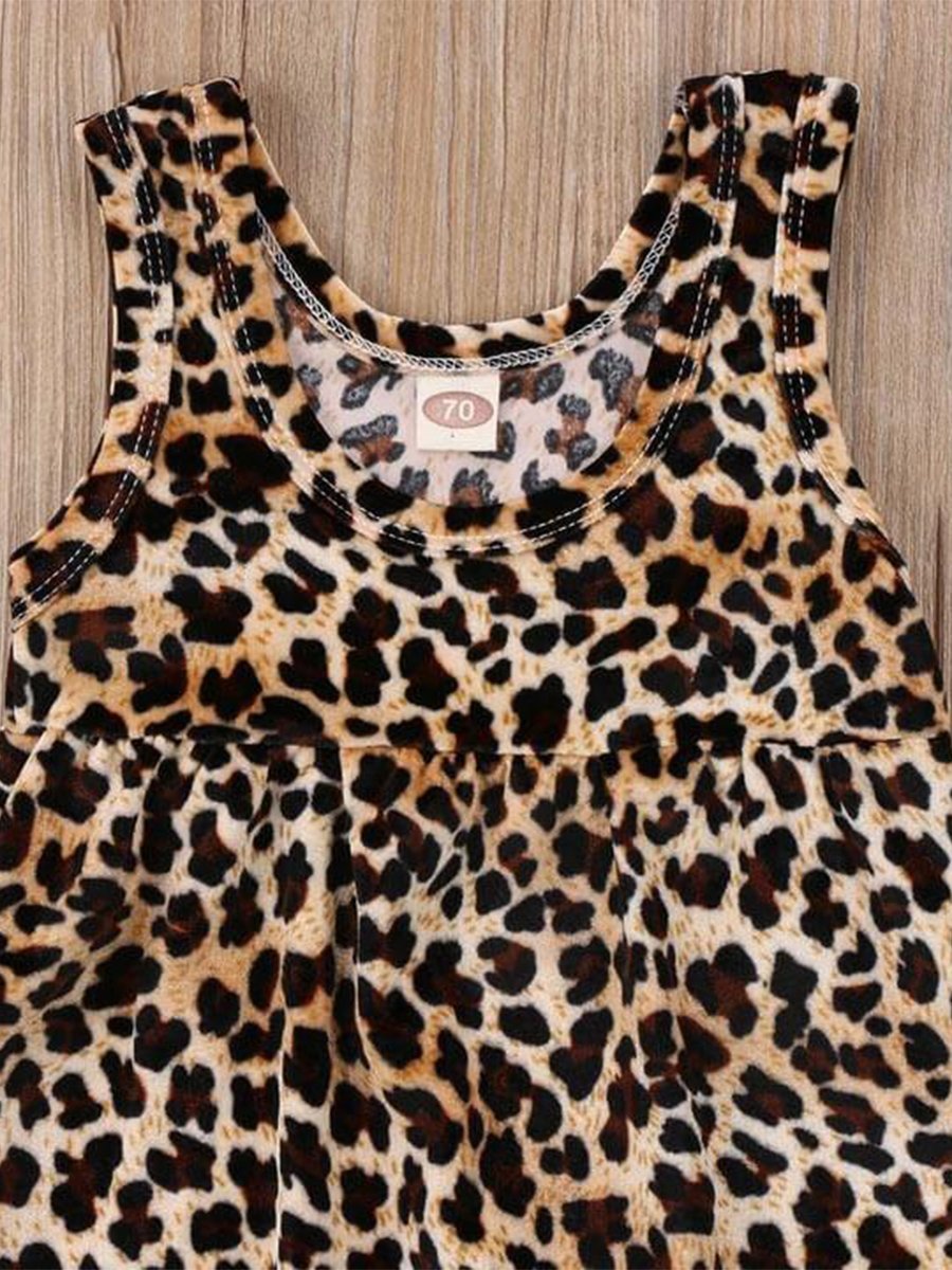 Baby Sleeveless Leopard Print Siamese Romper - dianjiang-