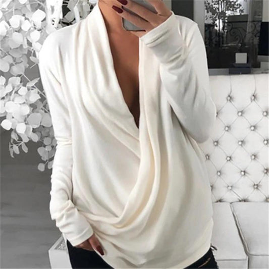 Maternity Sleeve V-Neck Long Sleeve Mid-Length Shirt - dianjiang-