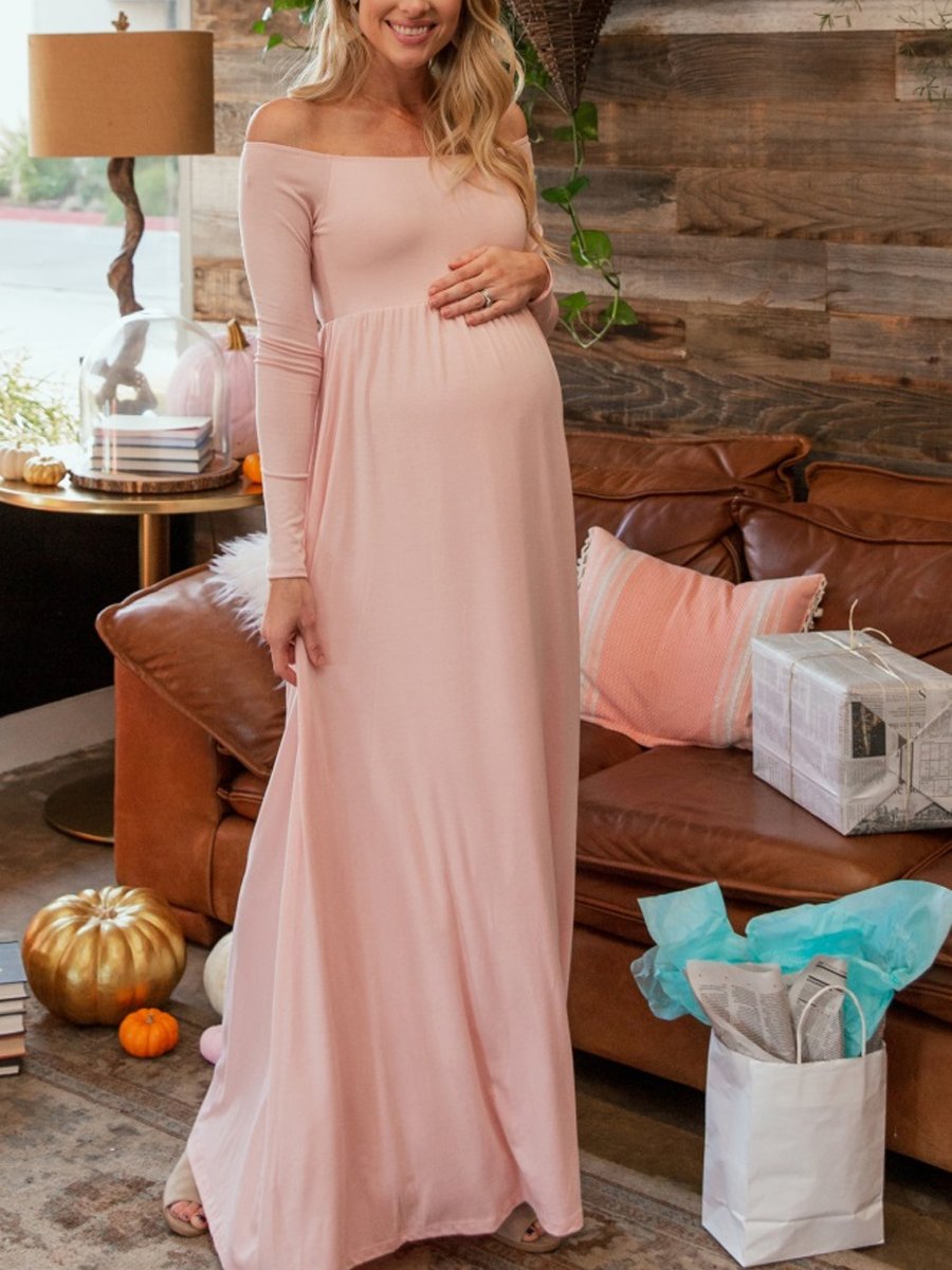 Maternity V-neck Trailing Maxi Dress - dianjiang-