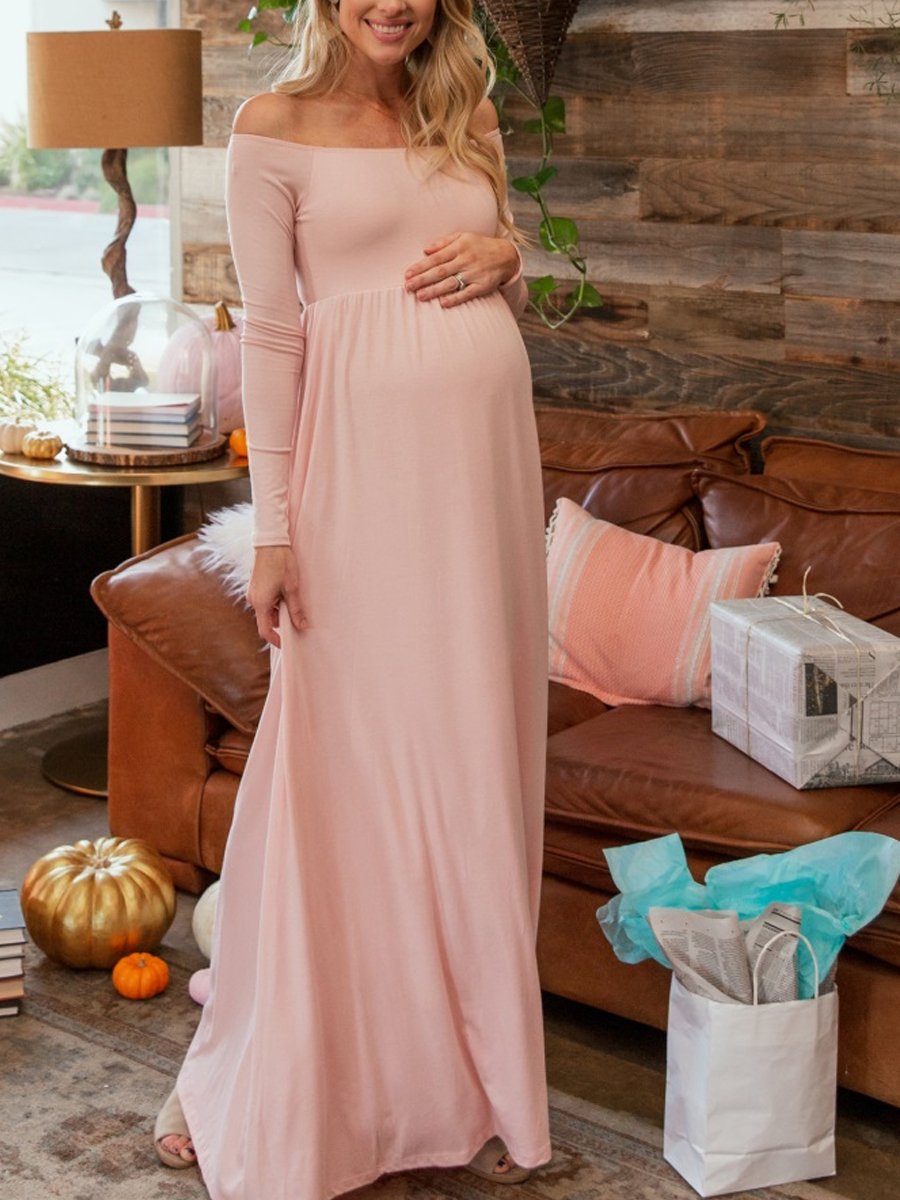 Maternity V-neck Trailing Maxi Dress - dianjiang-