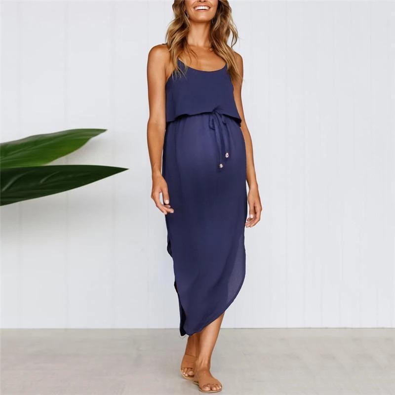 Maternity Sexy Strap Solid Color Dresses - dianjiang-