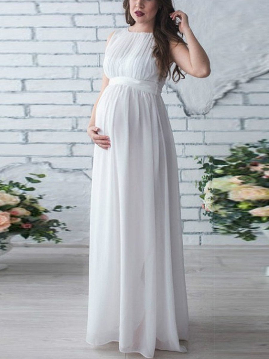 Maternity Sleeveless Chiffon Long Dress - dianjiang-