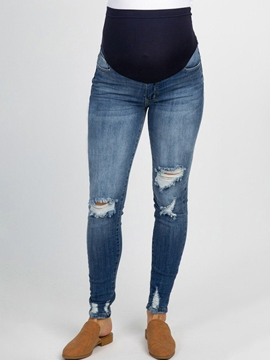 Maternity Prop Belly Ripped Jeans Pants - dianjiang-