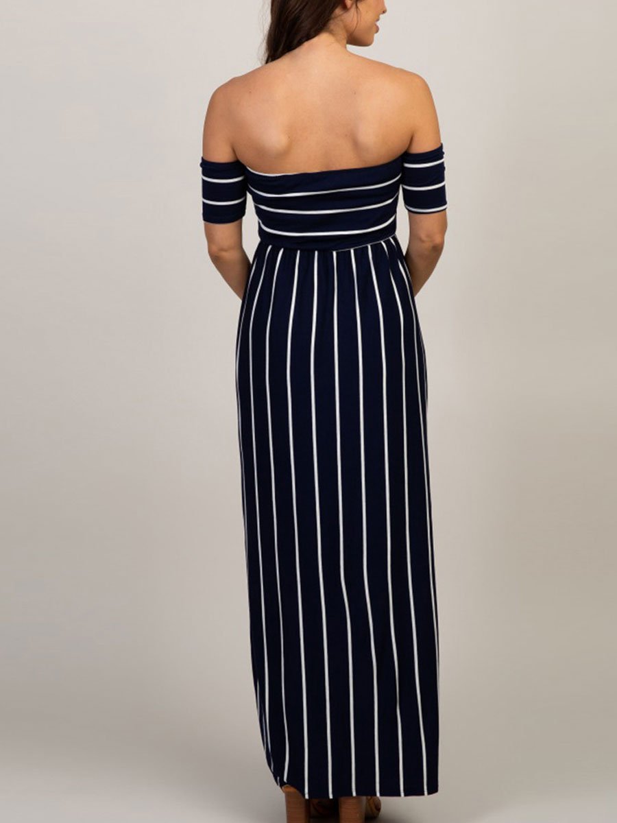 Women's Sleeveless Striped Maternity Dress - dianjiang-