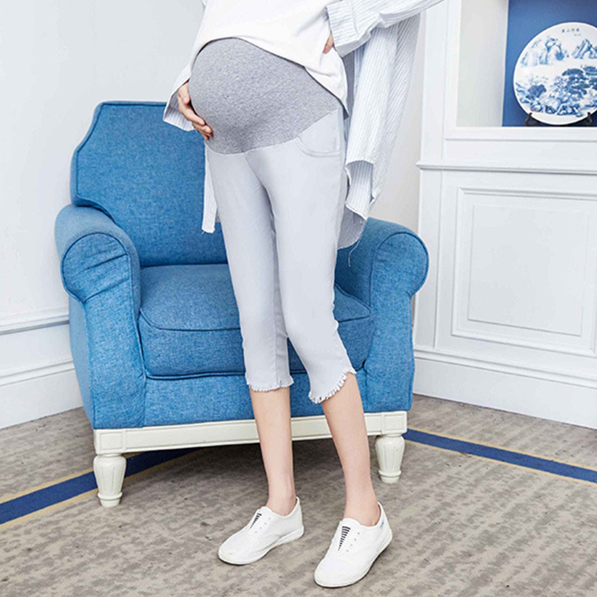 Tasseled Seven-Point Base Pocket Maternity Bottom - dianjiang-