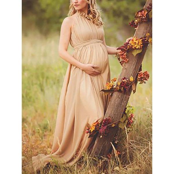 Maternity Round Neck Sleeveless Elegant Dress - dianjiang-