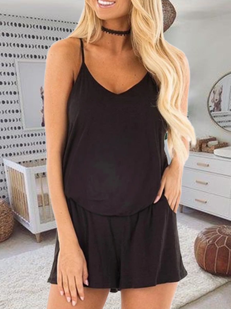 Sling Halter Solid Color Maternity Jumpsuit - dianjiang-