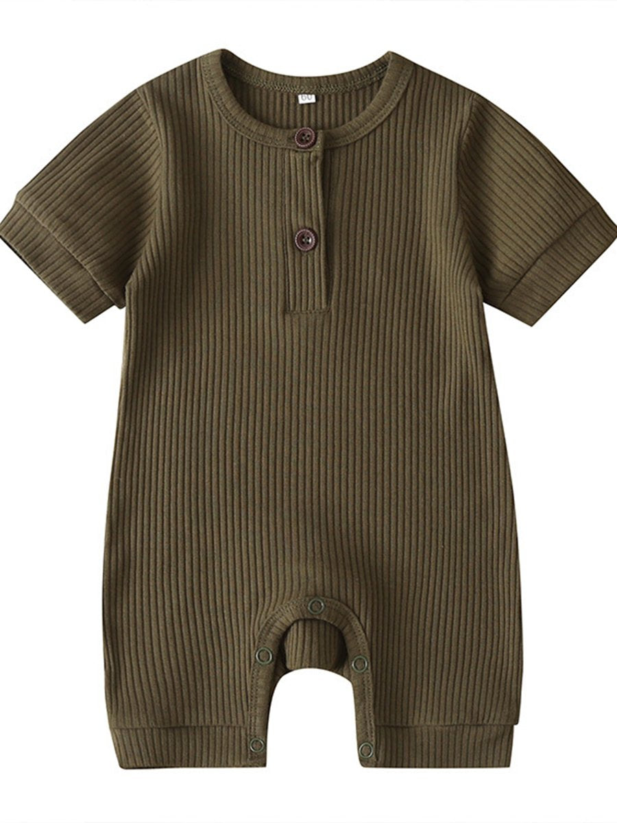 Baby Jumpsuit Solid Color Short-sleeved Crawling Suit - dianjiang-