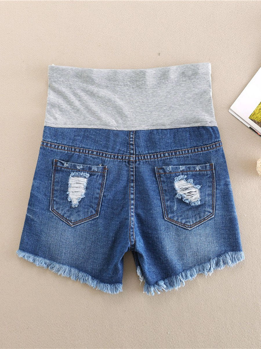 Maternity Thin Abdomen Denim Shorts - dianjiang-