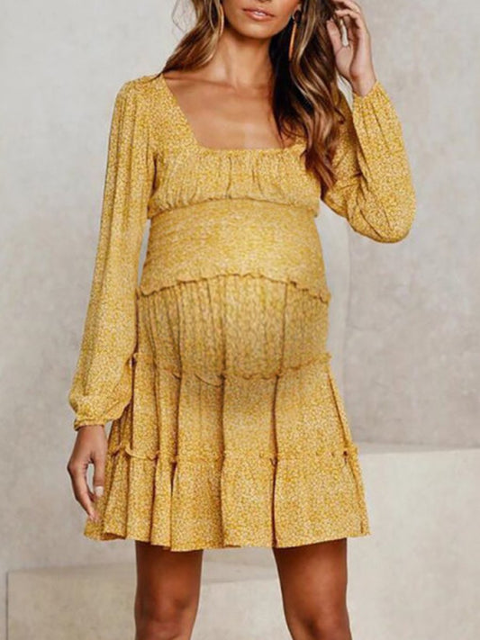 Puff Sleeve Lily Ruffle Loose Maternity Dress - dianjiang-