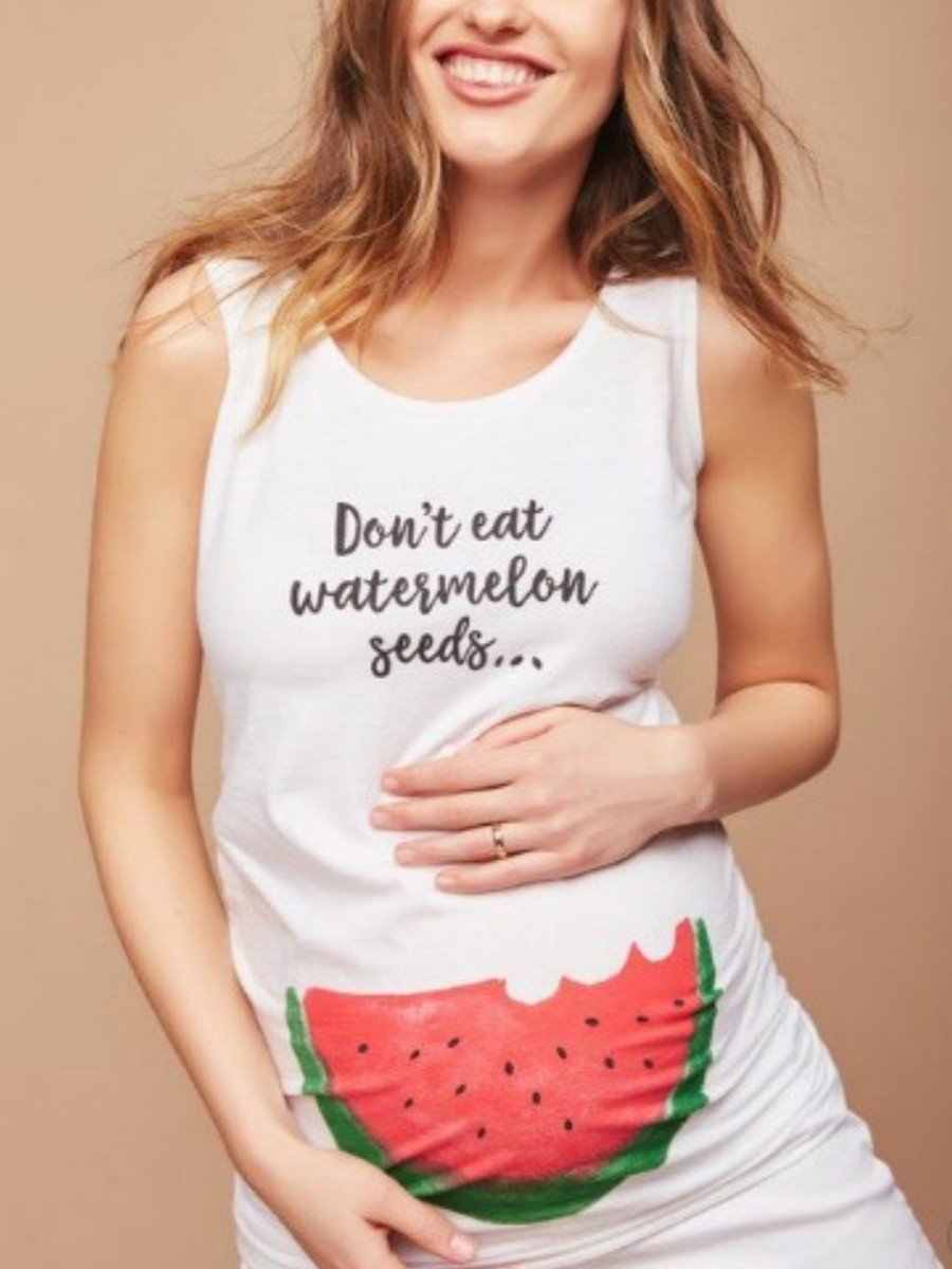 Maternity Sleeveless Print T-Shirt - dianjiang-