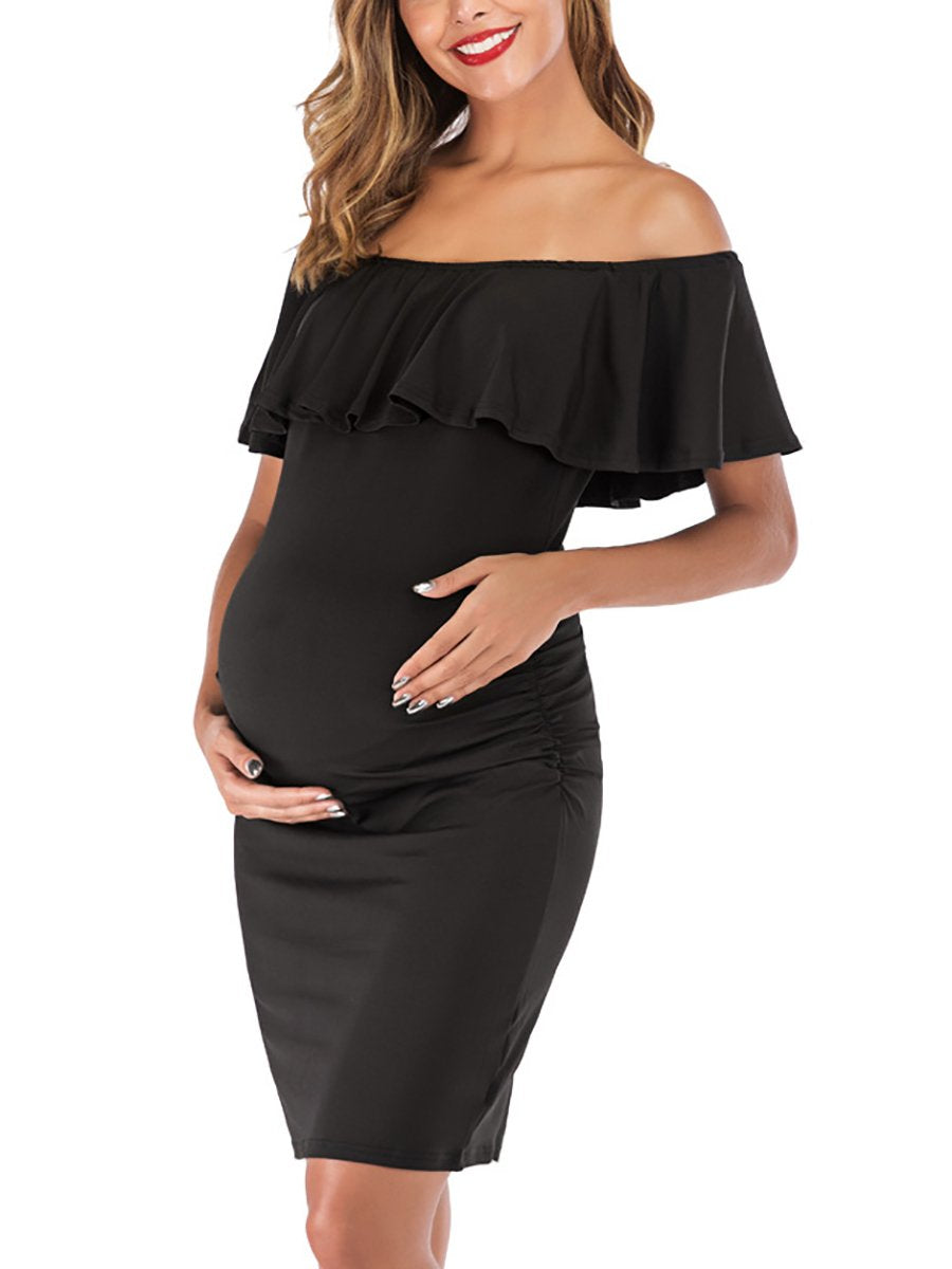 Off-the-shoulder Fashion Slim Fit Maternity Dress - dianjiang-