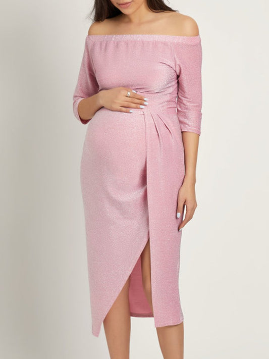 Maternity Off The Shoulder Maxi Dress - dianjiang-