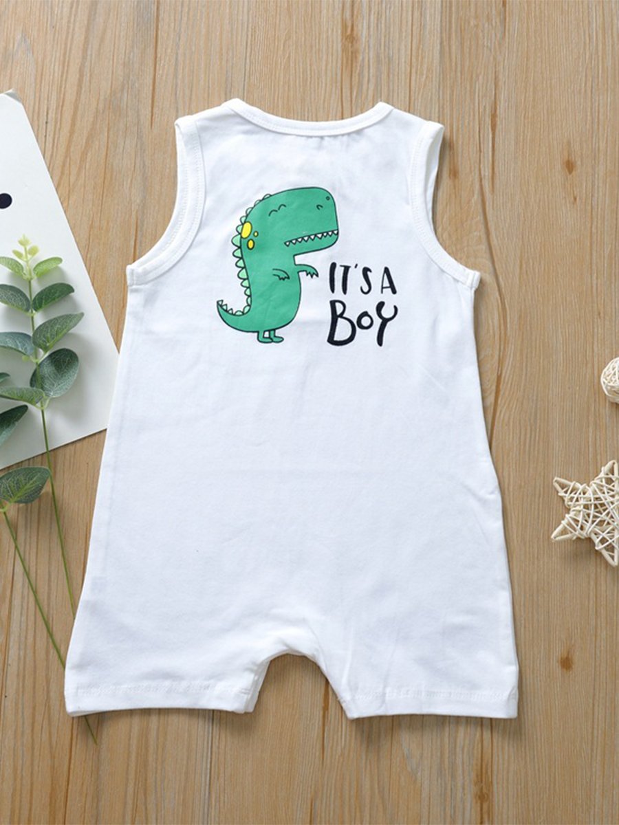 Infant Baby Cartoon Pattern Sleeveless Open Button Jumpsuit - dianjiang-