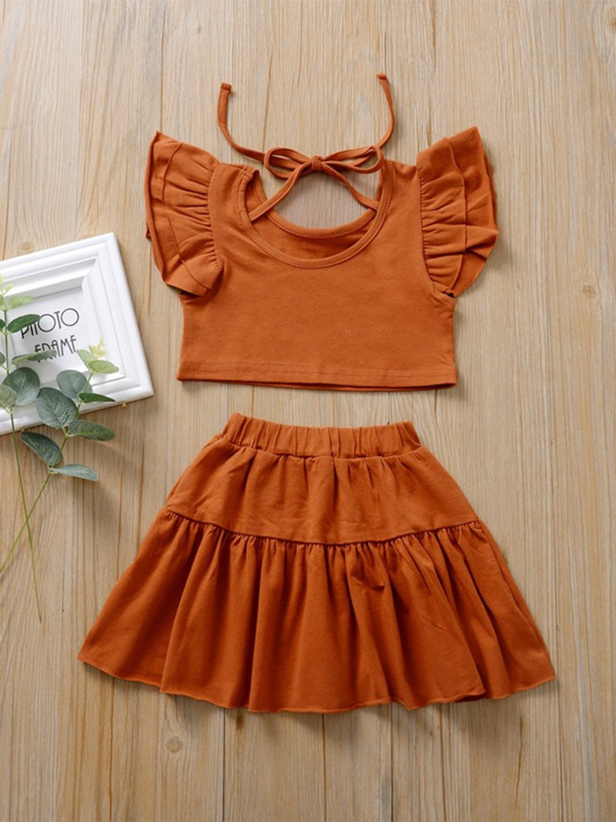 Girls Solid Color Short Baby Suit - dianjiang-