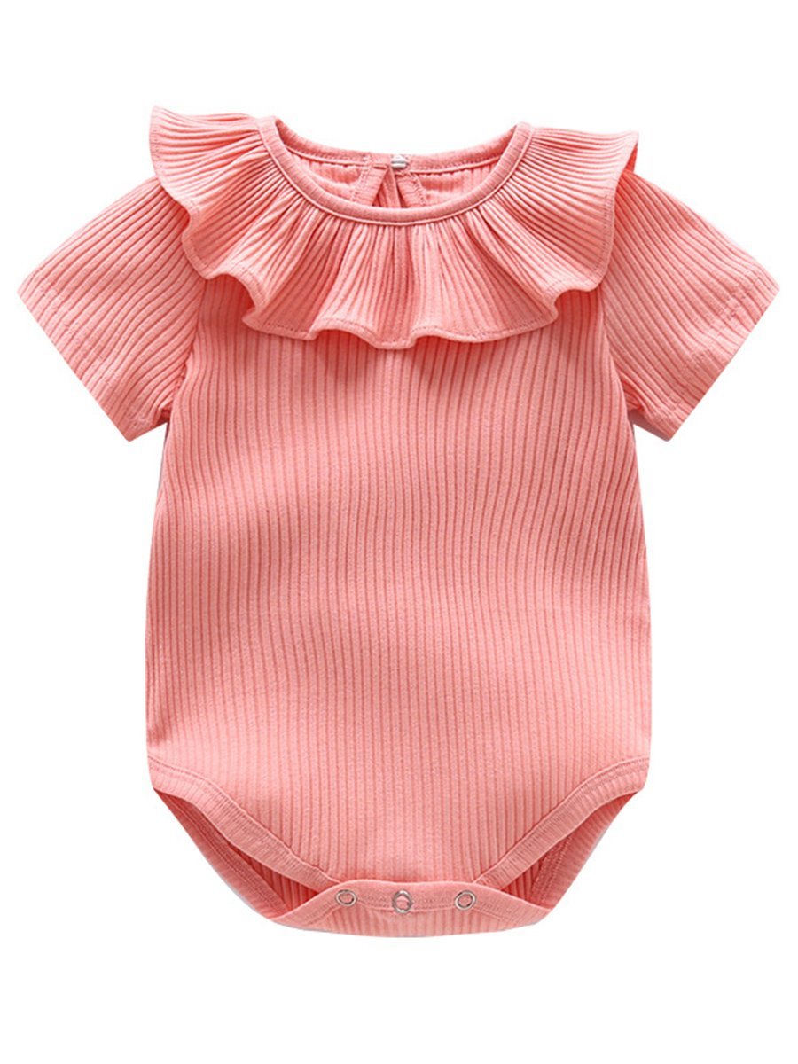 Baby Jumpsuit Short Sleeve Solid Color Romper - dianjiang-