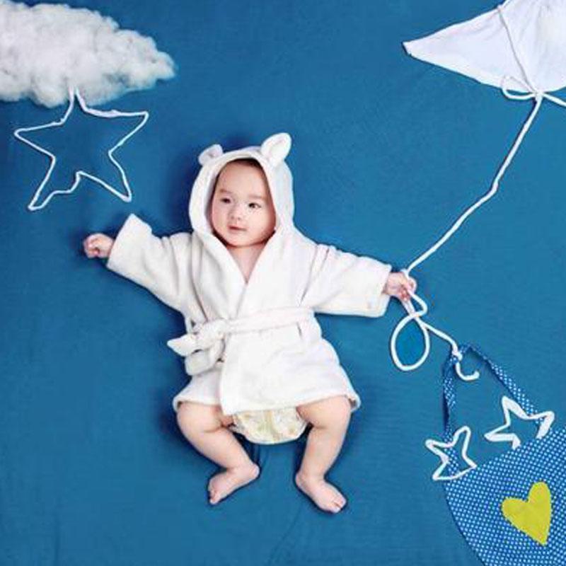 Milky White Flannel Baby Bathrobe Photo Suit - dianjiang-