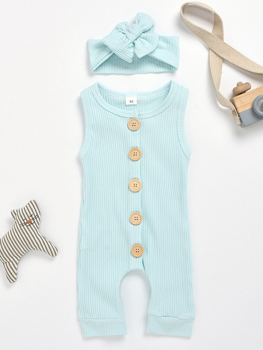 Baby Sleeveless Jumpsuit Solid Color Crawling Suit - dianjiang-