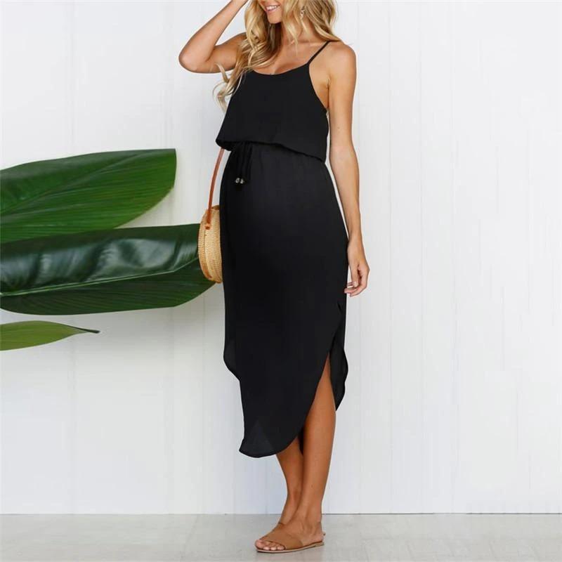 Maternity Sexy Strap Solid Color Dresses - dianjiang-