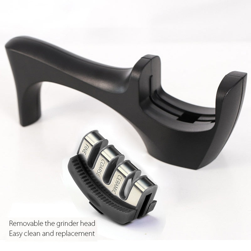AMINNO Professional Kitchen Knife Sharpener Coarse/Fine Stage Sharpening Tungsten Steel Diamond Ceramic Knife Sharpener 3 Stages - dianjiang-
