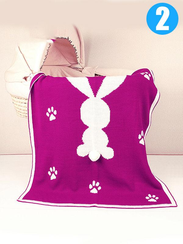 Rabbit Footprints Knitted Acrylic Blanket - dianjiang-